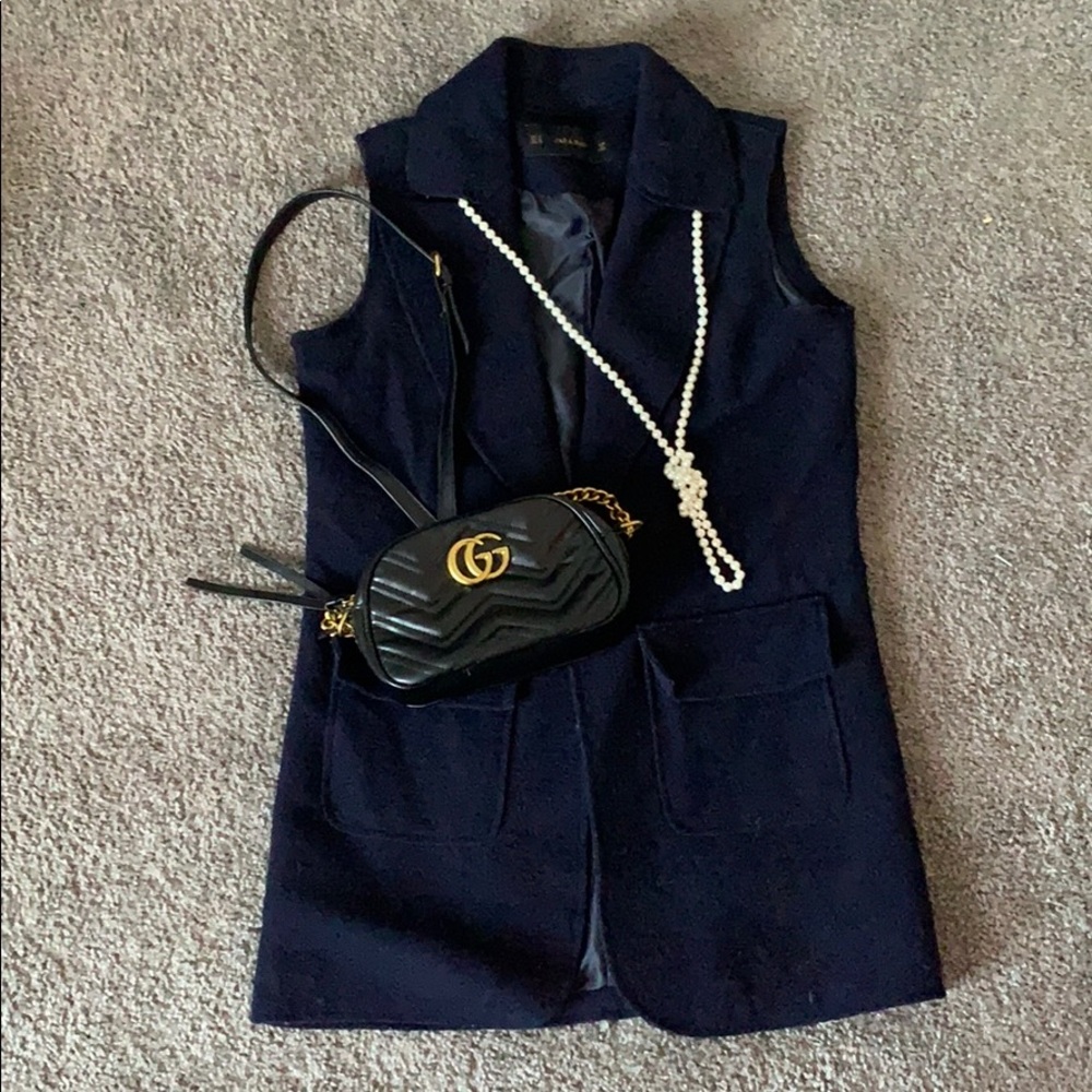 Navy blue wool vest